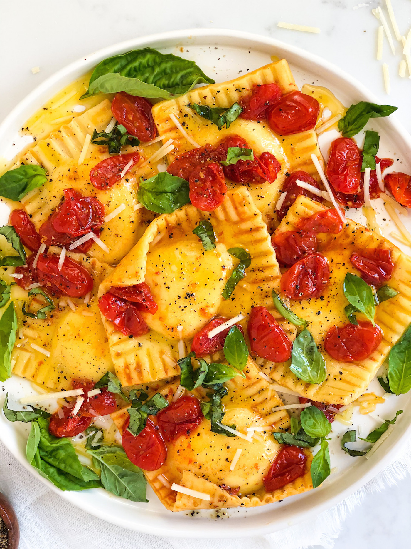 Cheese Ravioli With Blistered Cherry Tomato Sauce