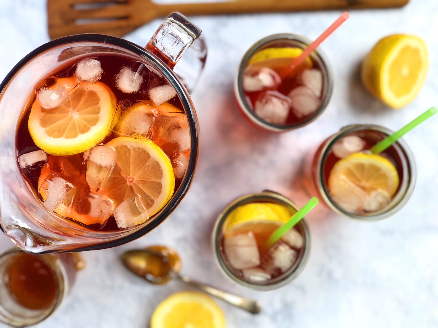 Fresh Peach Iced Tea - Honey Sweetened