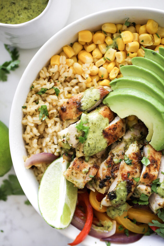 Cilantro Lime Chicken Burrito Bowls